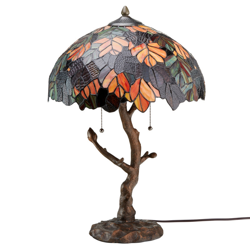 24.5"H Dowson Stained Glass Marvel Maple Table Lamp with Tree Trunk Base