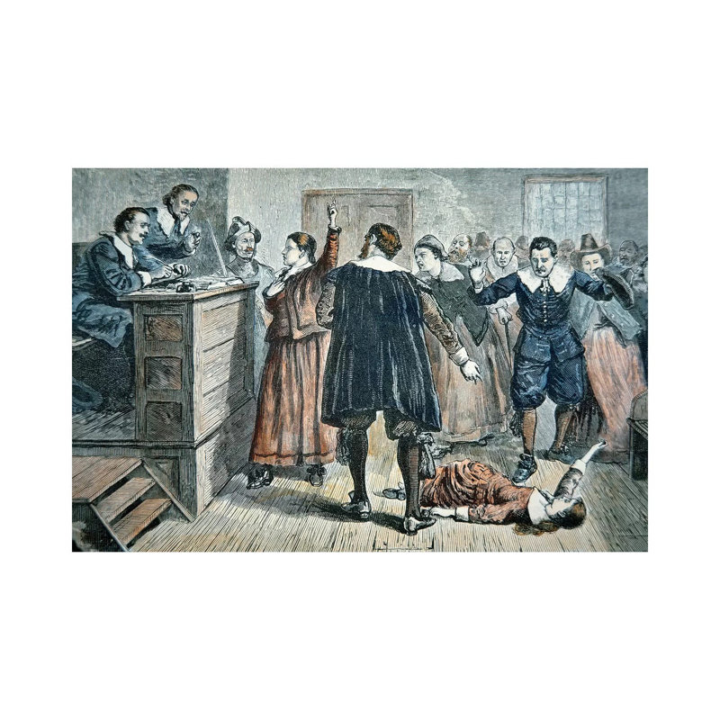 Witches Of Salem - A Girl Bewitched At A Trial In 1692 by American School - Wrapped Canvas Painting