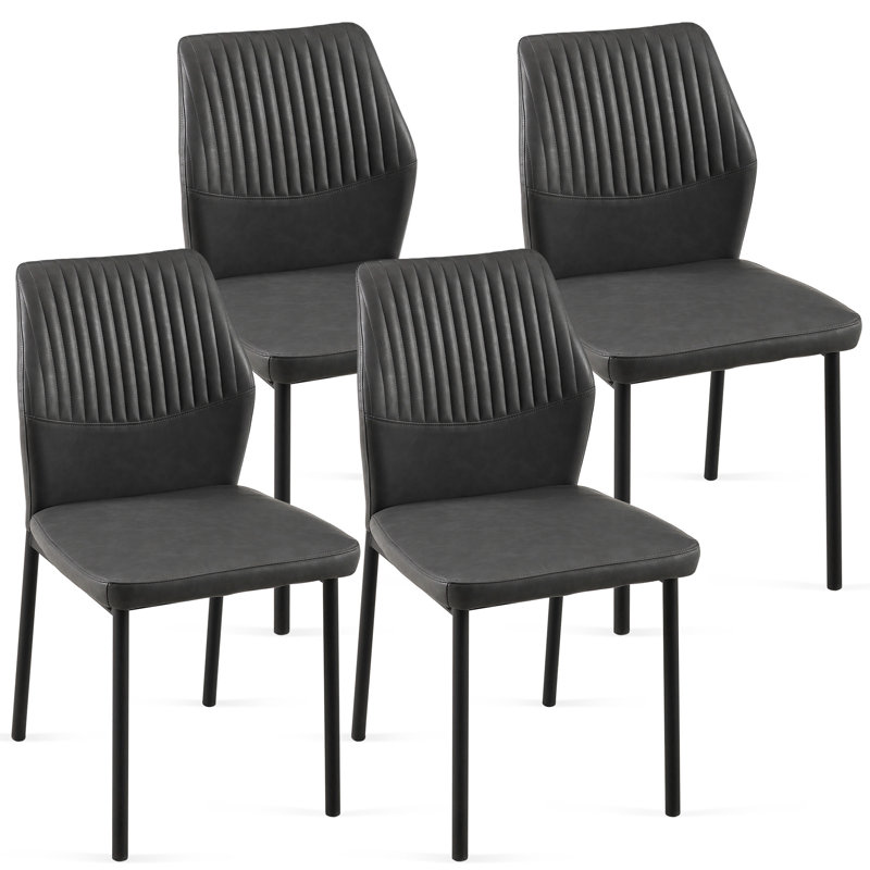 PU Leather Dining Chairs,Set of 4, Dark Gray