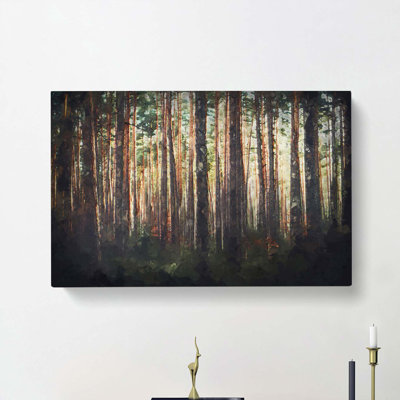 Pine Tree Forest In Spring In Abstract - Wrapped Canvas