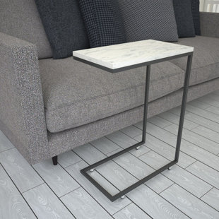 Callen 25'' Tall C Table End Table, White Marble