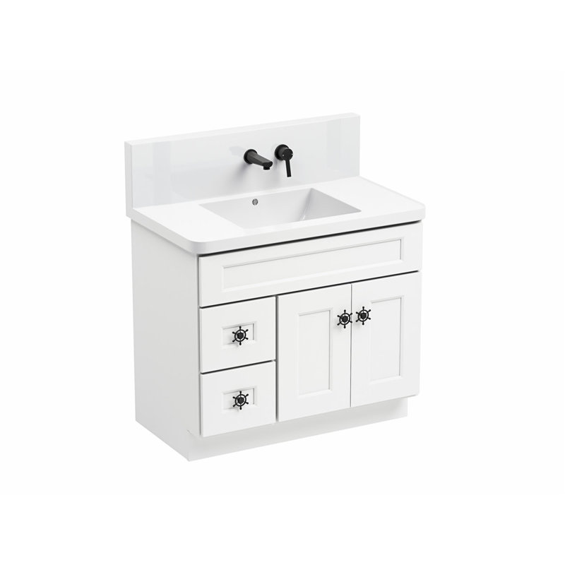 36.00'' Single Bathroom Vanity with Wood Top