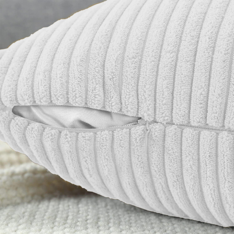 Striped Square Throw Cushion Pad, White
