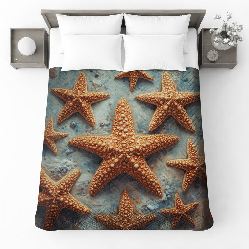 Couvre-lit matelassé texturé Starfish On Sand, King