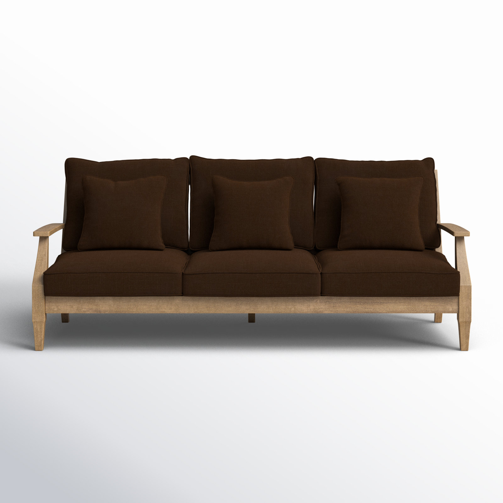 Samya 83'' Wide Outdoor Patio Sofa with Cushions, Natural/Dark Brown