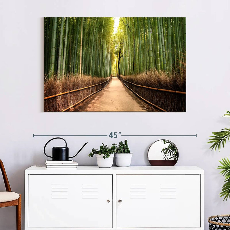 Forêt de bambou japonaise sur toile, H 26 po x l 39 po x P 1,25 po
