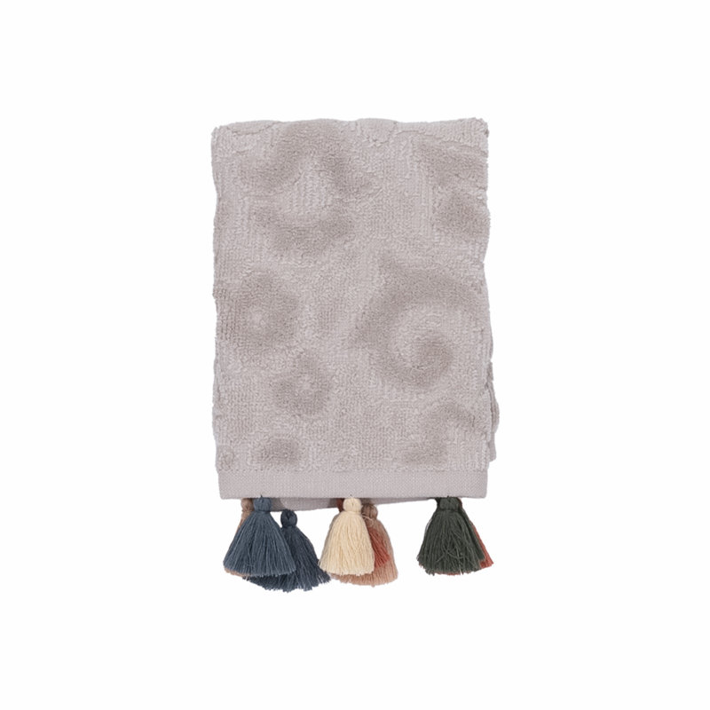 Ahmora Midweight Jacquard Washcloth, Beige