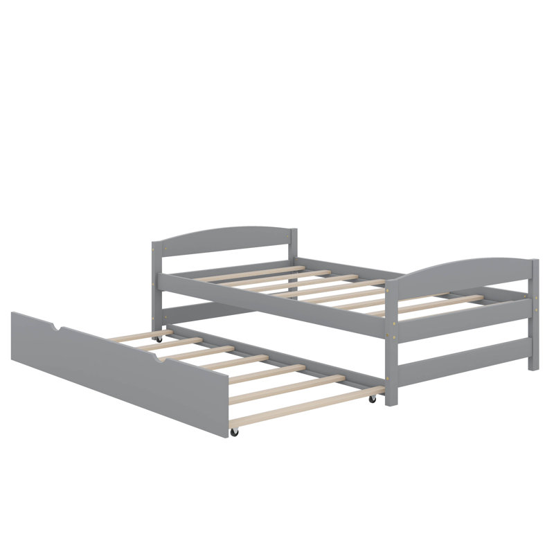 Lit plateforme simple avec lit gigogne, Gris