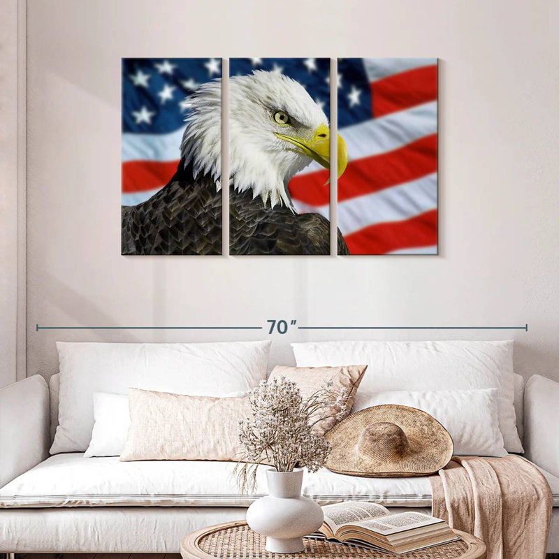 Brampt Patriotic Alaskan Bald Eagle, 28" H x 45" W