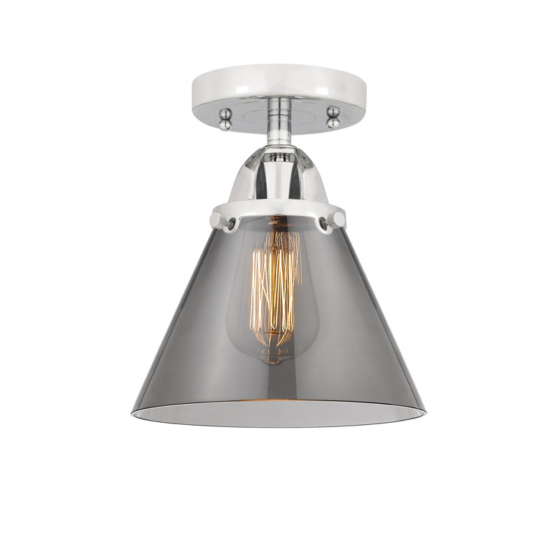 Plafonnier semi-encastré en verre à DEL, H 9,5 po x l 7,75 po x P 7,75 po, Plaqué couleur fumée, Chrome poli