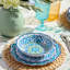 Porto 12pc Melamine Dinnerware Set for 4 – artistically designed Talavera Tile Art, Turquoise Blue Yellow Mandala, Shatterproof Outdoor Plates Bowls, Mediterranean Patio Dining, Poolside Entertaining Magic