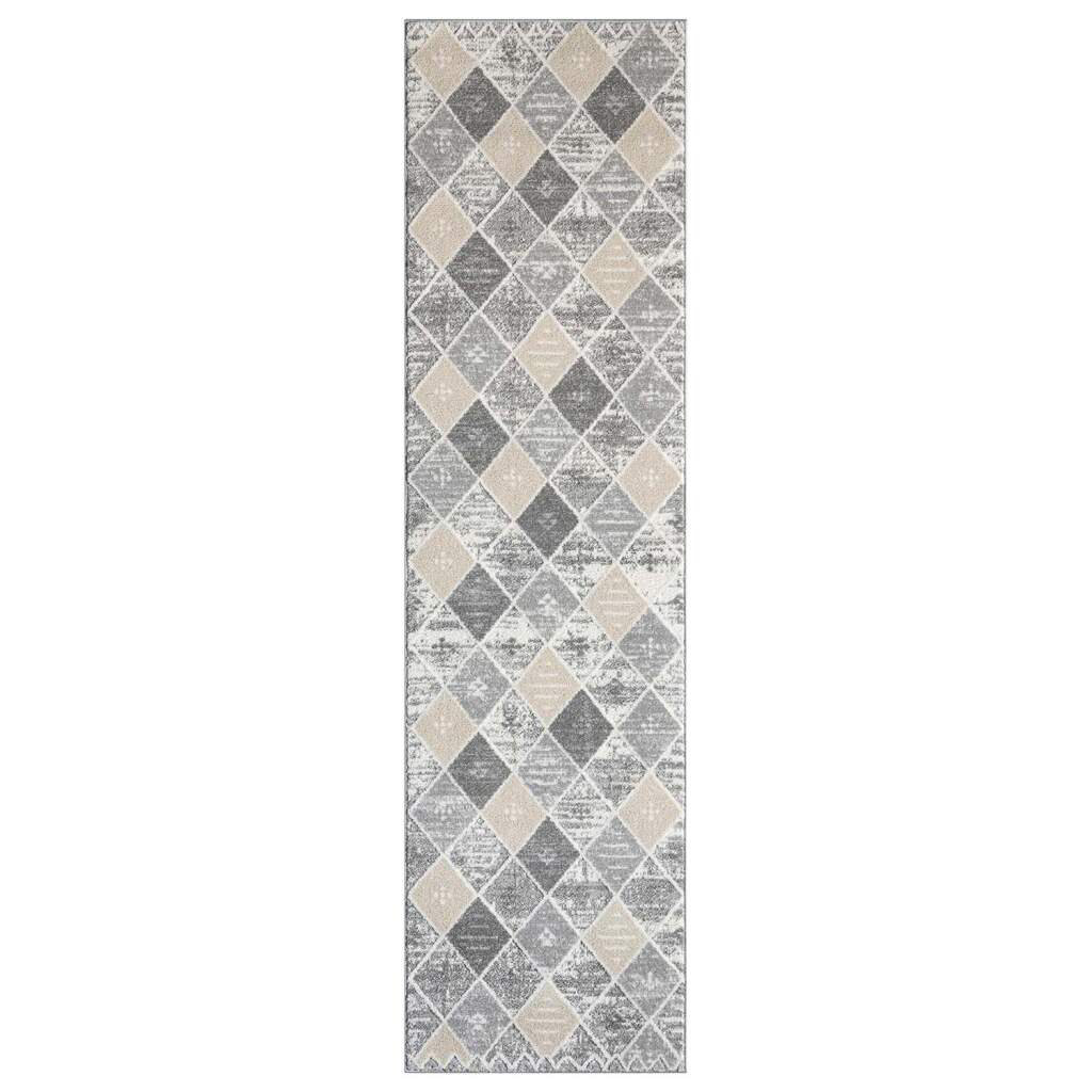 Teppich Flair 179 Kurzflor Wohnzimmer - Grau - Rauten-Look - 3D-Effekt