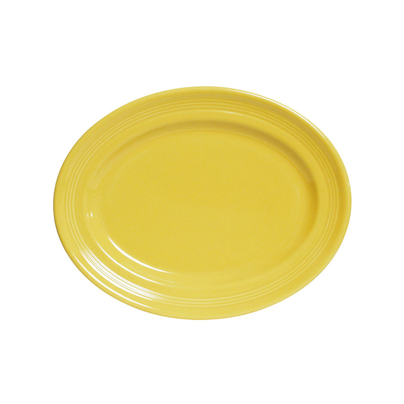 Tuxton Concentrix Ceramic Platter, Saffron Yellow, 0.75" H x 11.5" W x 8.75" D