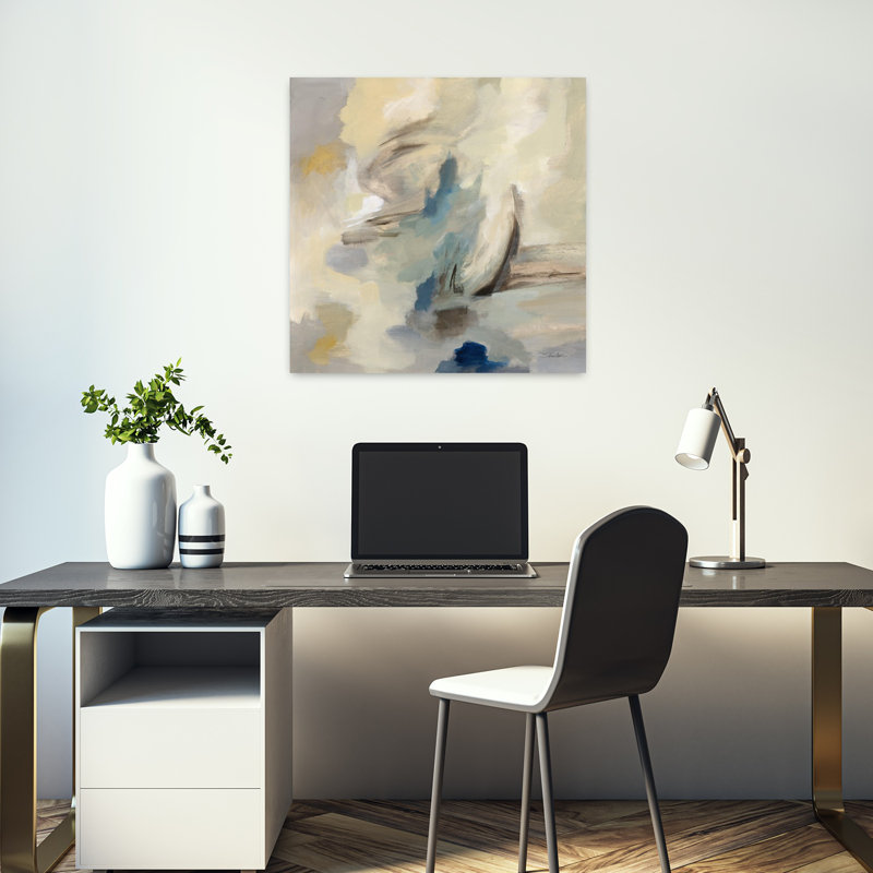 Voile côtière matinale avec art abstrait bleu, H 18 po x l 18 po