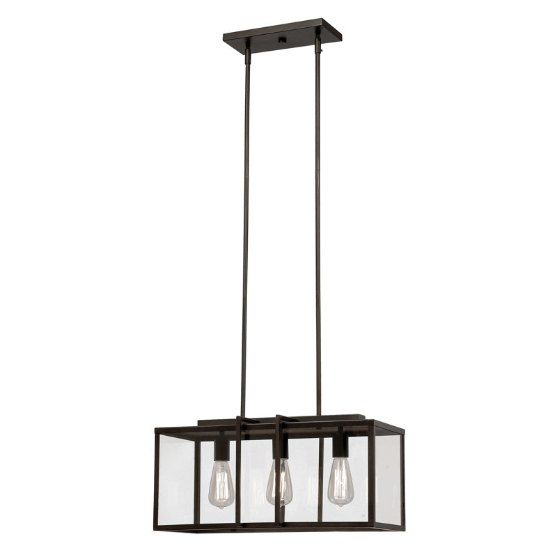3 - Light Kitchen Island Pendant, Brushed Nickel