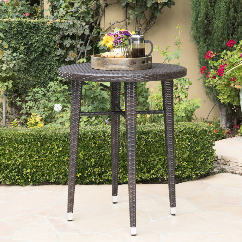 Table de bar d'extérieur, élément de formation en fer et toutes saisons, H 41 po x l 32,5 po, construction multi-marques brun reconnaissable, hauteur, largeur, longueur, couleur principale