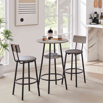 Ensemble de tabourets de bar ronds avec tablette, tabouret rembourré avec dossier