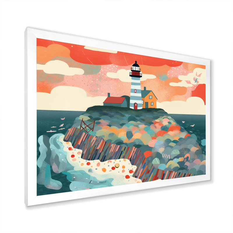 Phare côtier I sur toile, H 34 po x l 44 po x P 1,5 po, Cadre photo blanc