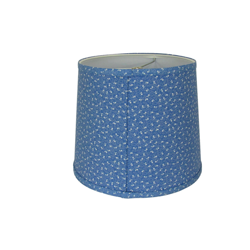Abat-jour tambour bleu floral, H 9 po x l 10 po x P 10 po