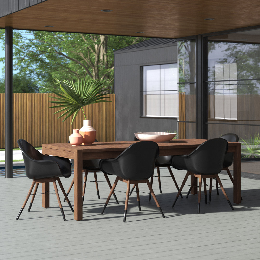 Anautica 6 - Person Wood Patio Dining Set with Rectangular Table Lark Manor™