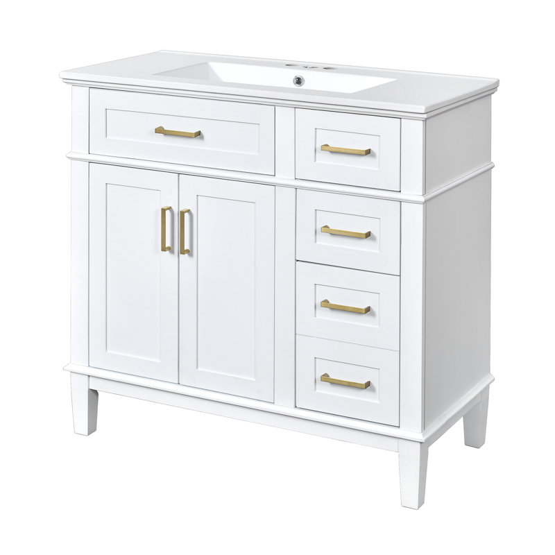 Hardeman 36" Bathroom Vanity with Ceramic Sink & Drawers