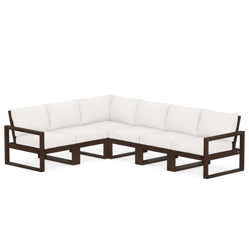 EDGE 6-Piece Modular Deep Seating Set, Natural Linen, Mahogany