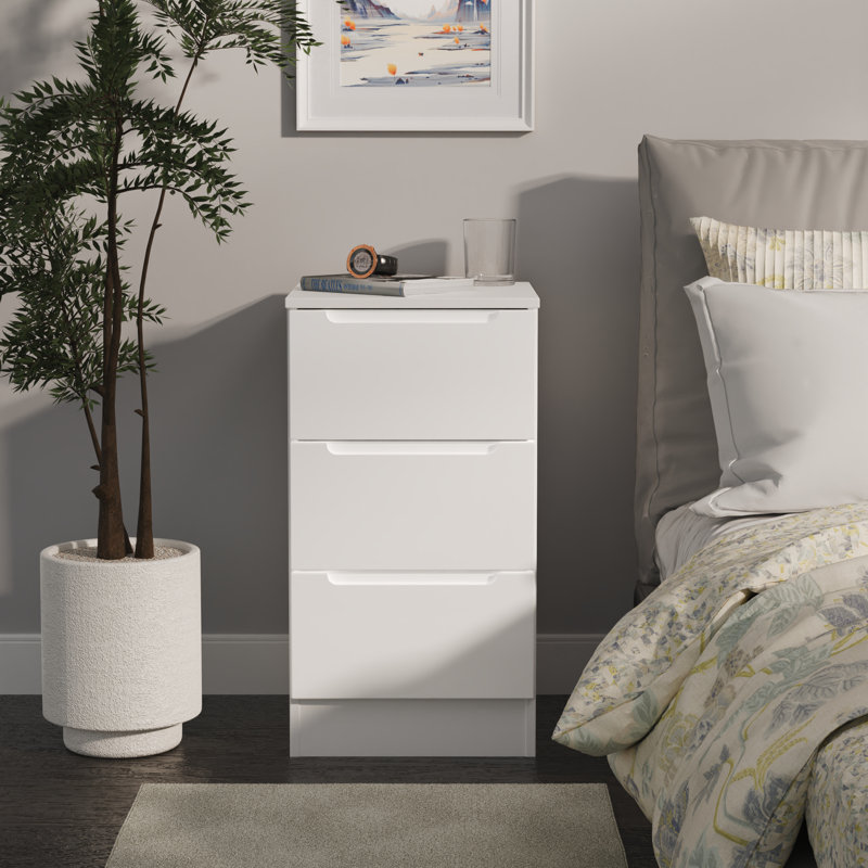 Bisma 37cm W Manufactured Wood Bedside Table, White
