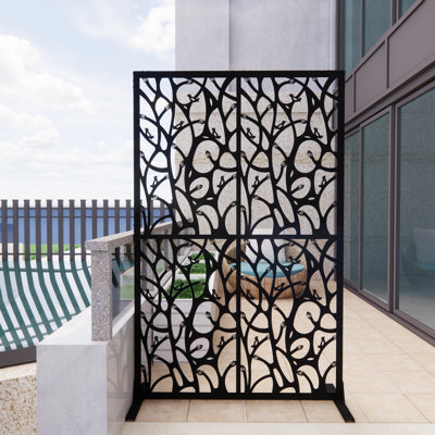 Metal Privacy Screens W3.8Ft X H6ft Outdoor And Indoor Divider With Free Standing Decorative Privacy Screen For Balcony Patio Garden Room Divider, Bird Shape