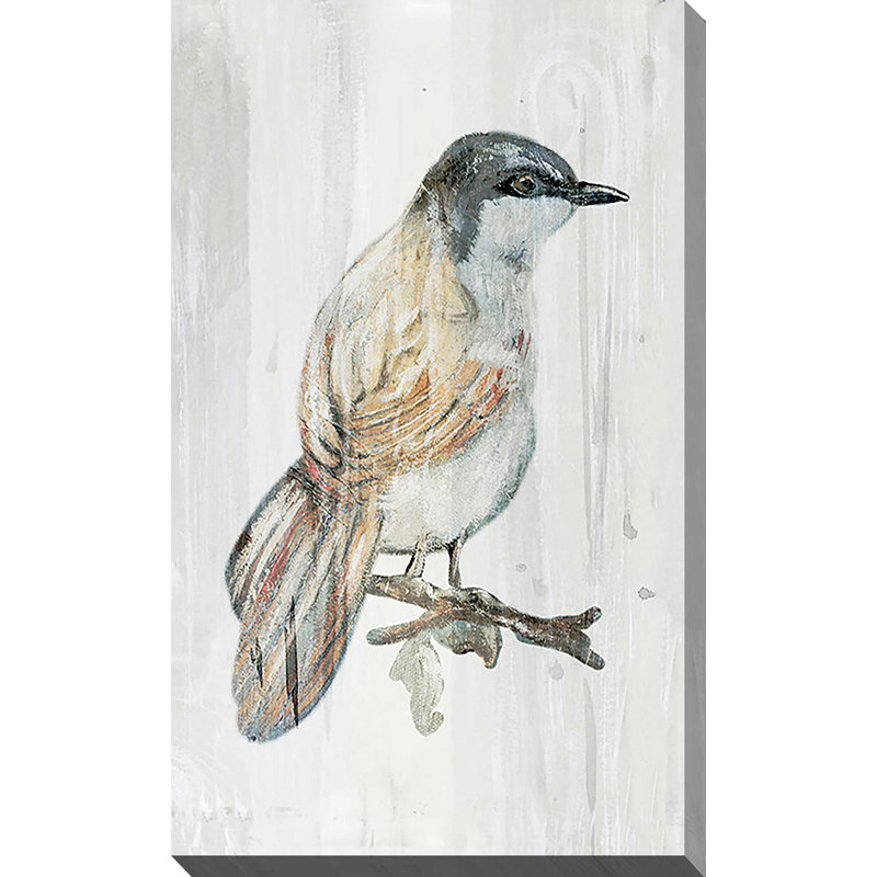«Eco Bird On Wood II» par Patricia Pinto - Peinture, Toile tendue, H 40 po x l 24 po x P 1,5 po