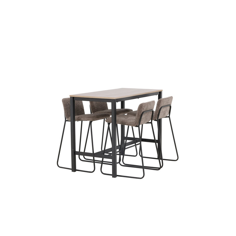 Akeda 4 - Person Dining Set, Dark Grey, Dark Grey