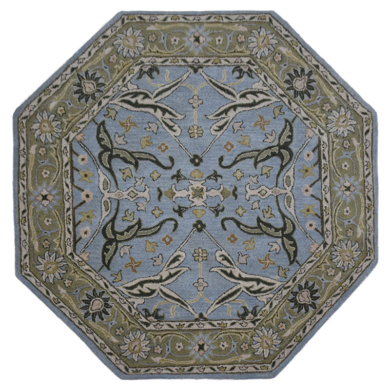 Lisi Hand Tufted Wool Eco-Friendly Area Rugs - 6' x 6', Octagon, Blue Green Color, Oriental Design, High Pile Thick Handmade Anti Skid Area Rugs for Living Room, Bedroom