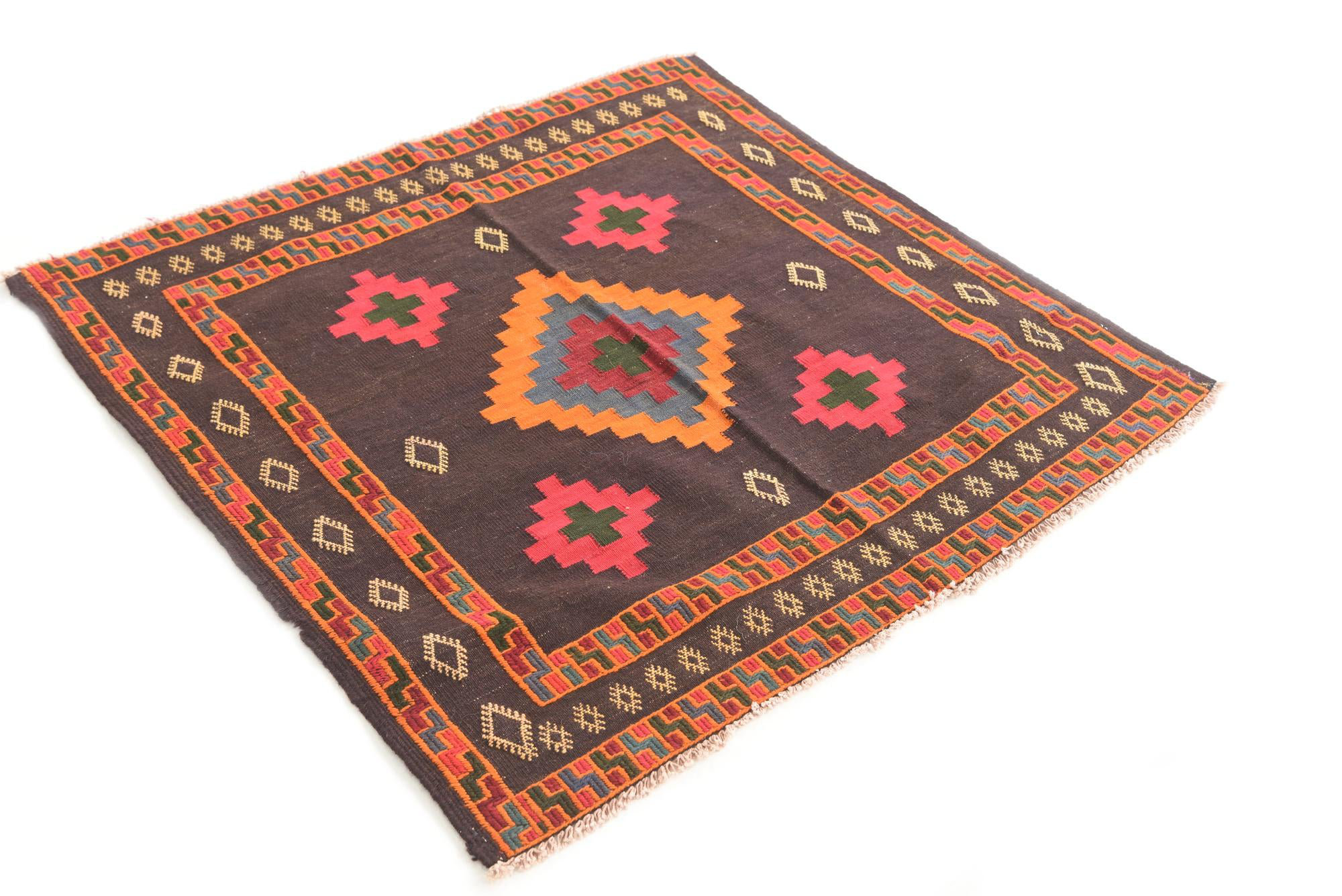 Isabelline Square Newsom Dark Brown Rug | Wayfair