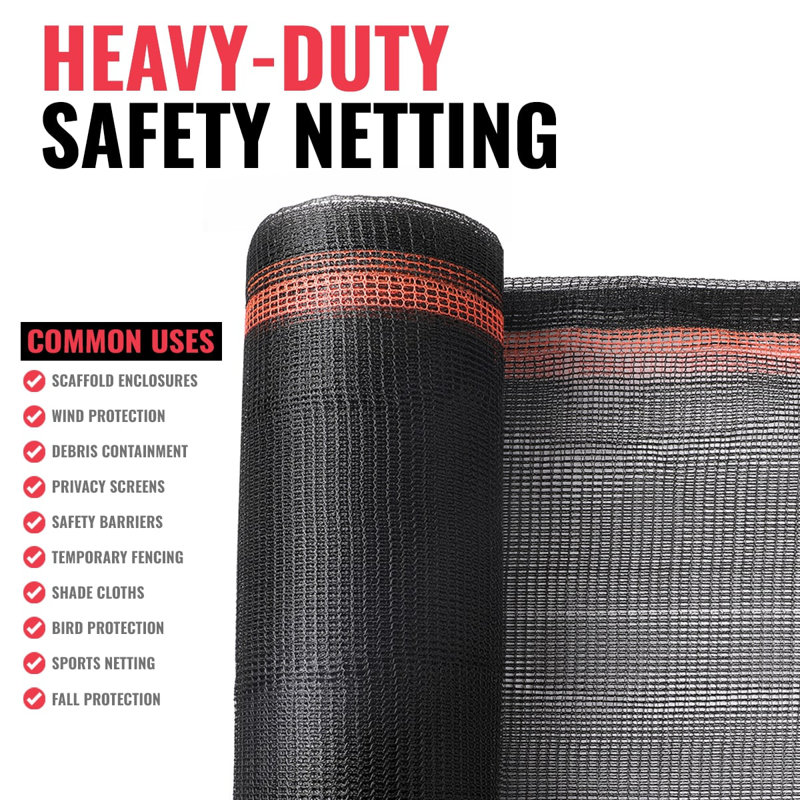 6.5ft. X ft.200 Heavy Duty Safety Debris Netting Rolls - Fire Retardant,1/4” Mesh roll., 100" H x 5" W x 0.0625" D