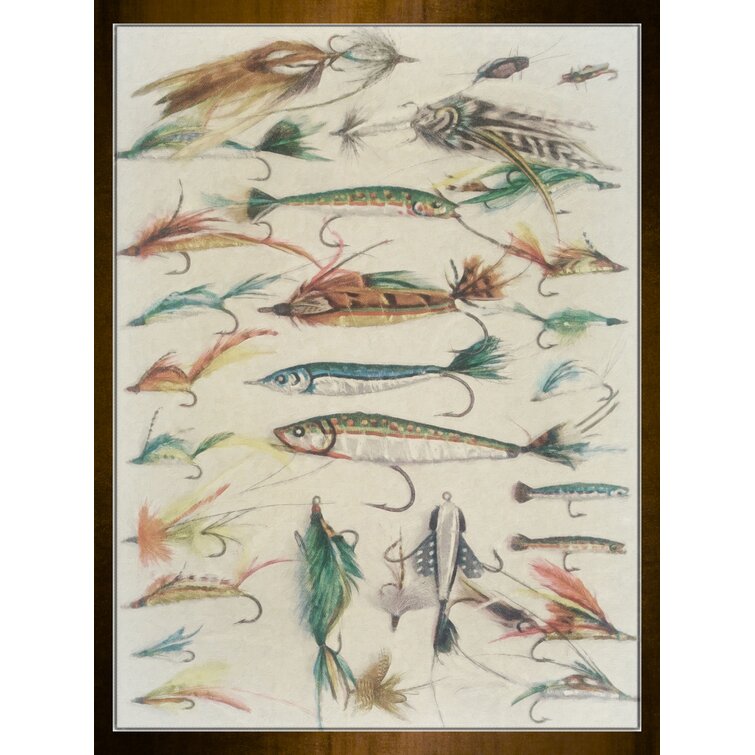 Fishing Lures Framed On Canvas by Graffitee Studios Print