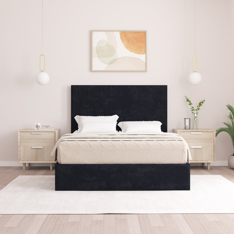 Bibian Upholstered Ottoman Storage Bed, Black, Single (3')