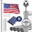 Ensemble de mât de drapeau robuste en acier inoxydable 304 de 20 pi, mât de drapeau extérieur argent résistant aux ouragans pour la cour, ensemble complet avec drapeau américain-969408217-969408220