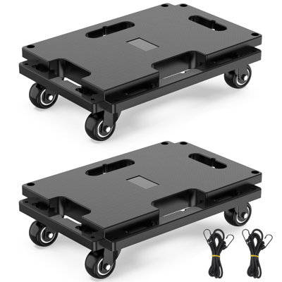 Heavy Duty 4-Wheel Furniture Mover Dolly – 440 Lbs Capacity, Innovative Interlocking Design, Sturdy Flat Rolling Platform With Smooth Casters, Lightweight For Home/Office, Black, 1 Pack
