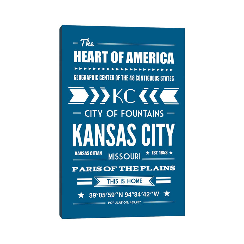 Kansas City - Typography Print by Benton Park Prints - Wrapped Canvas Gallery-Wrapped Canvas Giclée, 30.48 cm H x 45.72 cm W