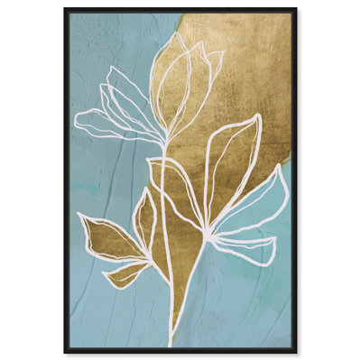 «Blooms In Sky Blue Canvas», art mural abstrait floral bleu par Dakota Fields