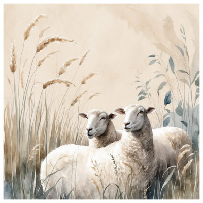 Tapis de bain Sheep In Wheat Field