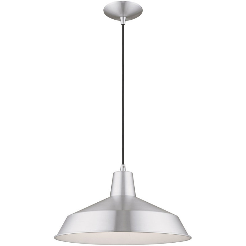 Taleke 1 - Light Dome Pendant, Brushed Aluminum, Brushed Aluminum/White