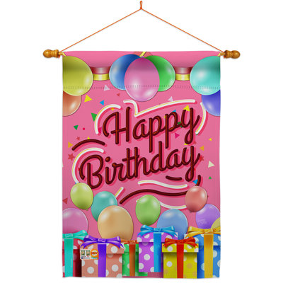 Double Sided 40'' H x 28'' W Polyester Birthday Flag Set