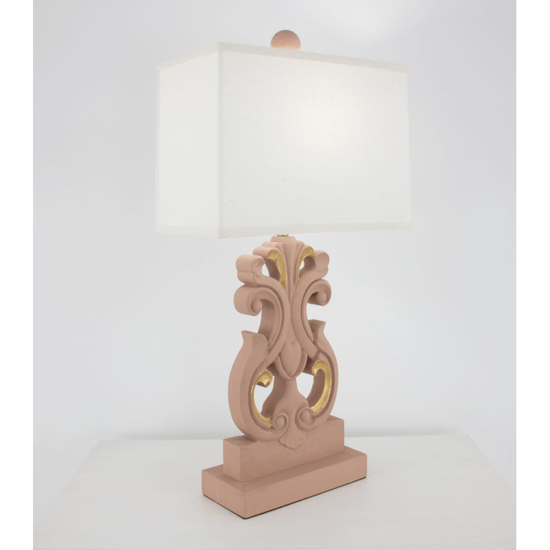 Seren Table Lamp, Soft Pink/Gold Leaf, White