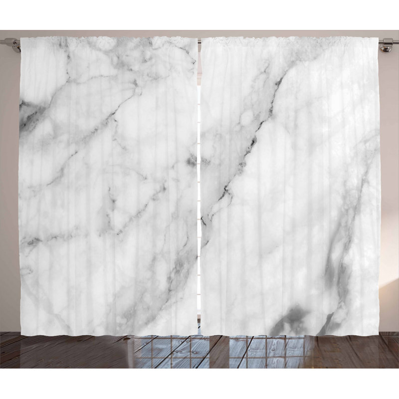Marble Abstract Semi-Sheer Rod Pocket Curtain Panels, 54" x 108"