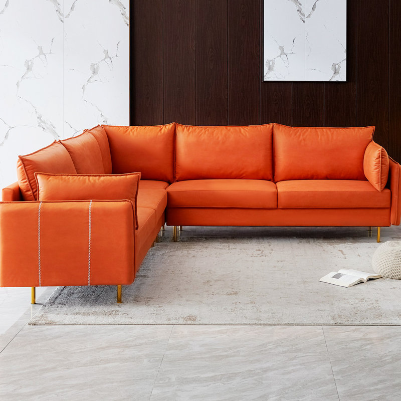 Canapé modulaire en cuir Vegan, Similicuir orange