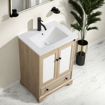 Meuble-lavabo compact et moderne avec lavabo en porcelaine résistant pour salle de bain