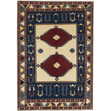 Pakistan Wool Oriental Area Rug in Ivory/Navy/Brown