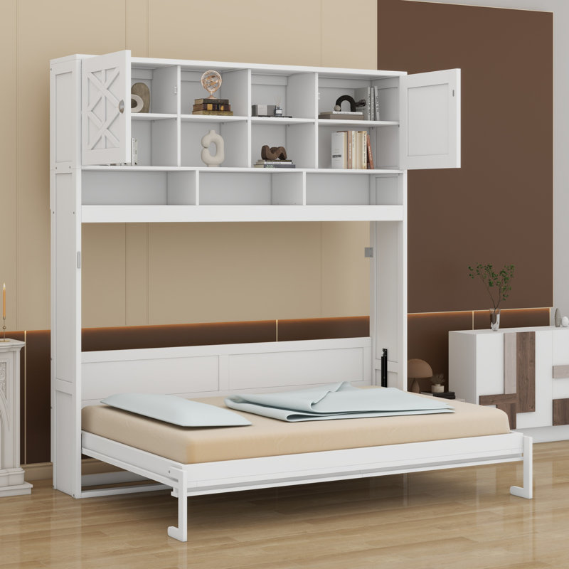 Lit escamotable avec grand espace de rangement et rayures