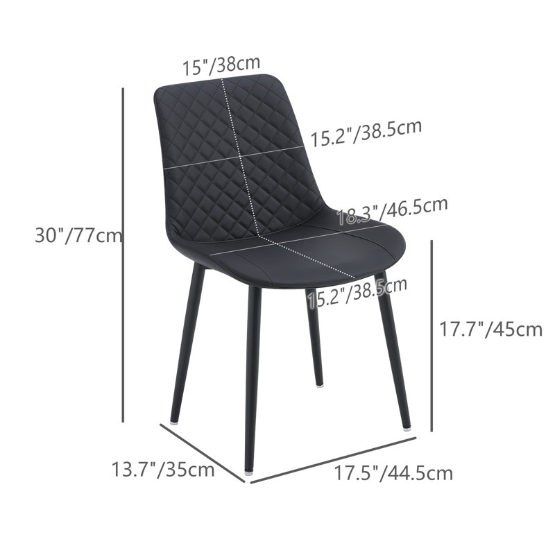 Dining Chairs Mid Century Modern Dining Room Chair, 2, Black