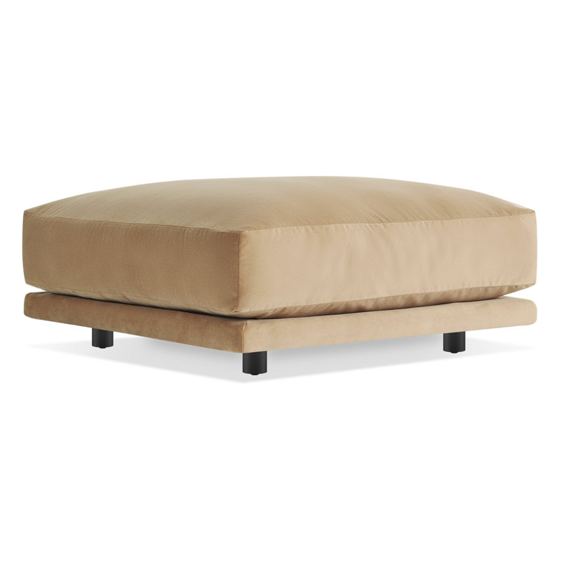 Sunday Square Ottoman, Camel Velvet Polyester Blend